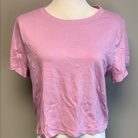 Madewell Pink Crop Relaxed Tee - Picture 4 of 5